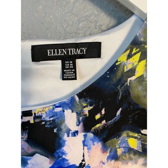 Ellen Tracy Plus size Color Block Floral A-Line Sleeveless Dress Size 16 NWT - Picture 7 of 9